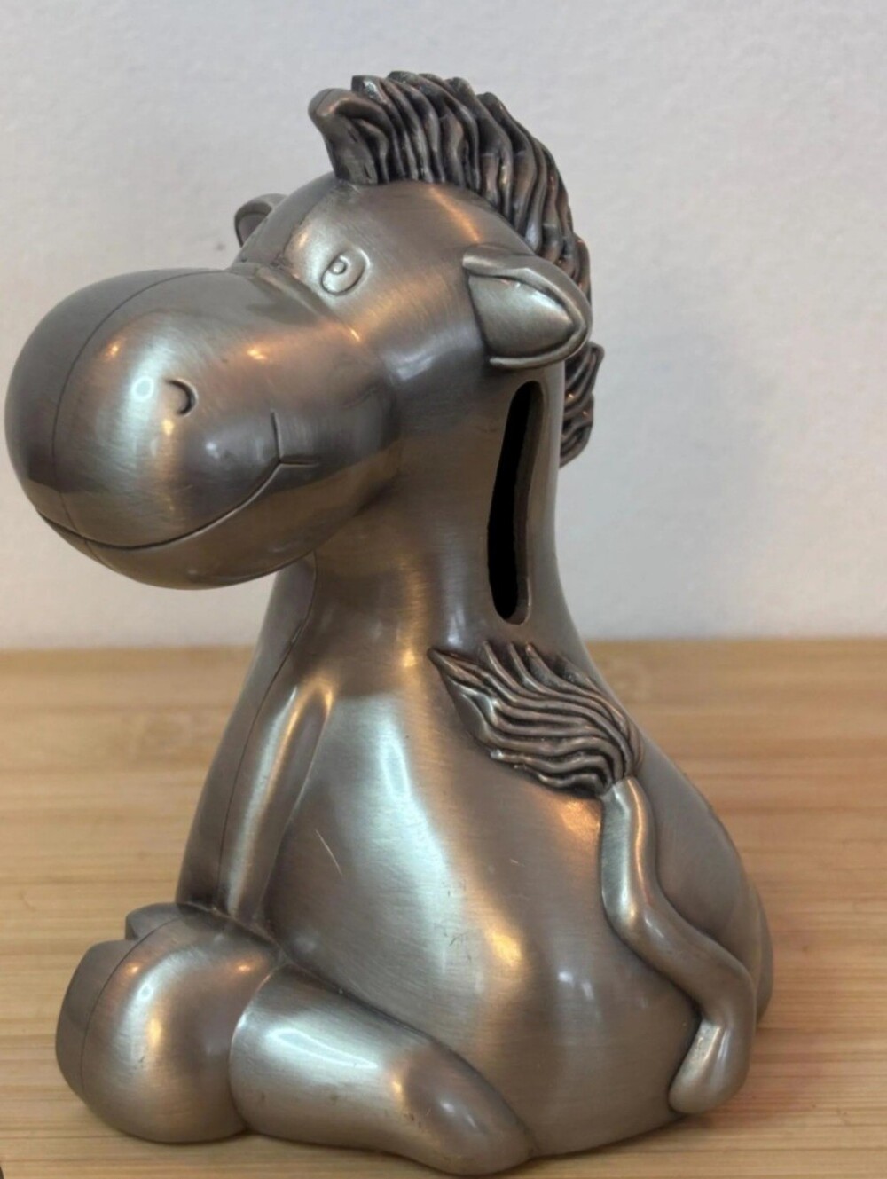 Vintage Pewter-finished cartoon horse/donkey piggy bank